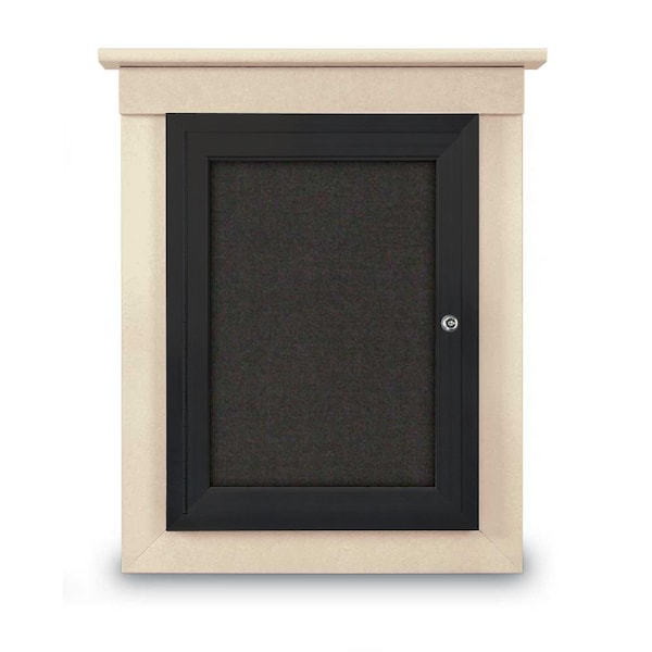 42"x32" 2-Door Enclosed Letterboard, Black Felt/Lt Oak